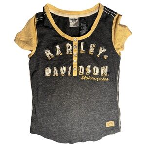 Harley Davidson black & yellow vintage tee